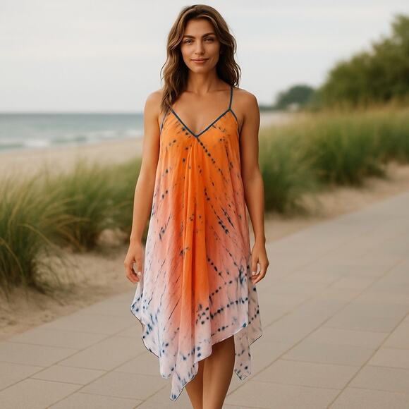 Roberta Roller Rabbit Womens Tie Dye Scarf Coverup Dress One Size - Picture 1 of 10